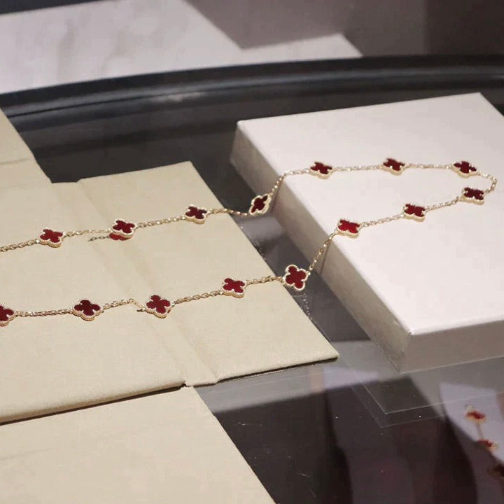 ¡®Dream¡¯CLOVER 20 MOTIFS CARNELIAN NECKLACE