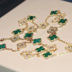 ¡®Dream¡¯CLOVER 20 MOTIFS MALACHITE DIAMOND NECKLACE