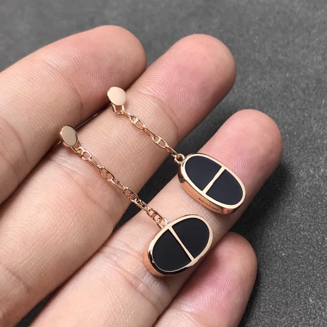 ¡®Dream¡¯CHAINE VERSO BLACK CERAMIC SILVER EARRINGS