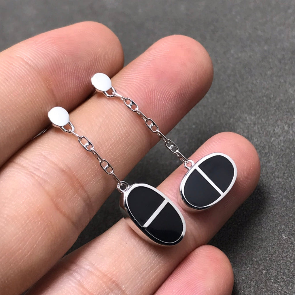 ¡®Dream¡¯ CHAINE VERSO SCHWARZE KERAMIK-SILBER-OHRRINGE