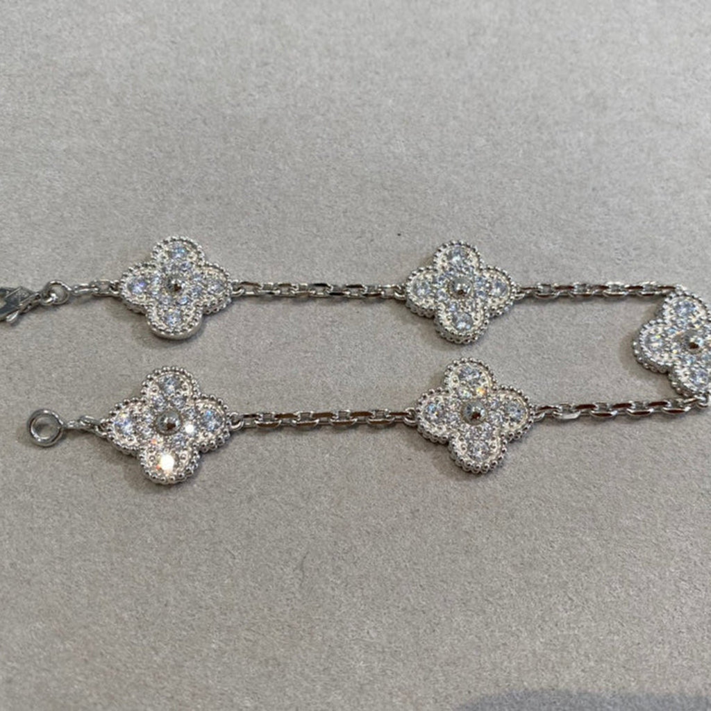 [Dream] New  CLOVER 5 MOTIF FULL DIAMOND BRACELET COLLECTION