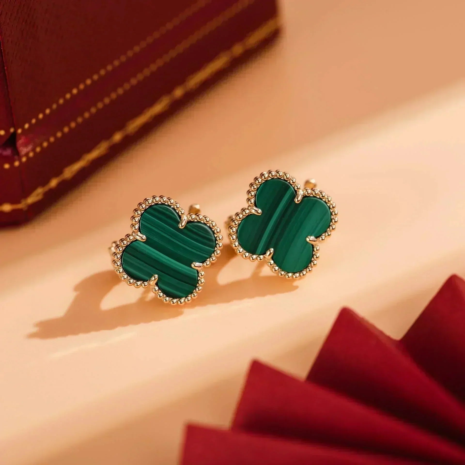 ¡®Dream¡¯CLOVER MEDIUM 1 MOTIFS MALACHITE  EARRINGS