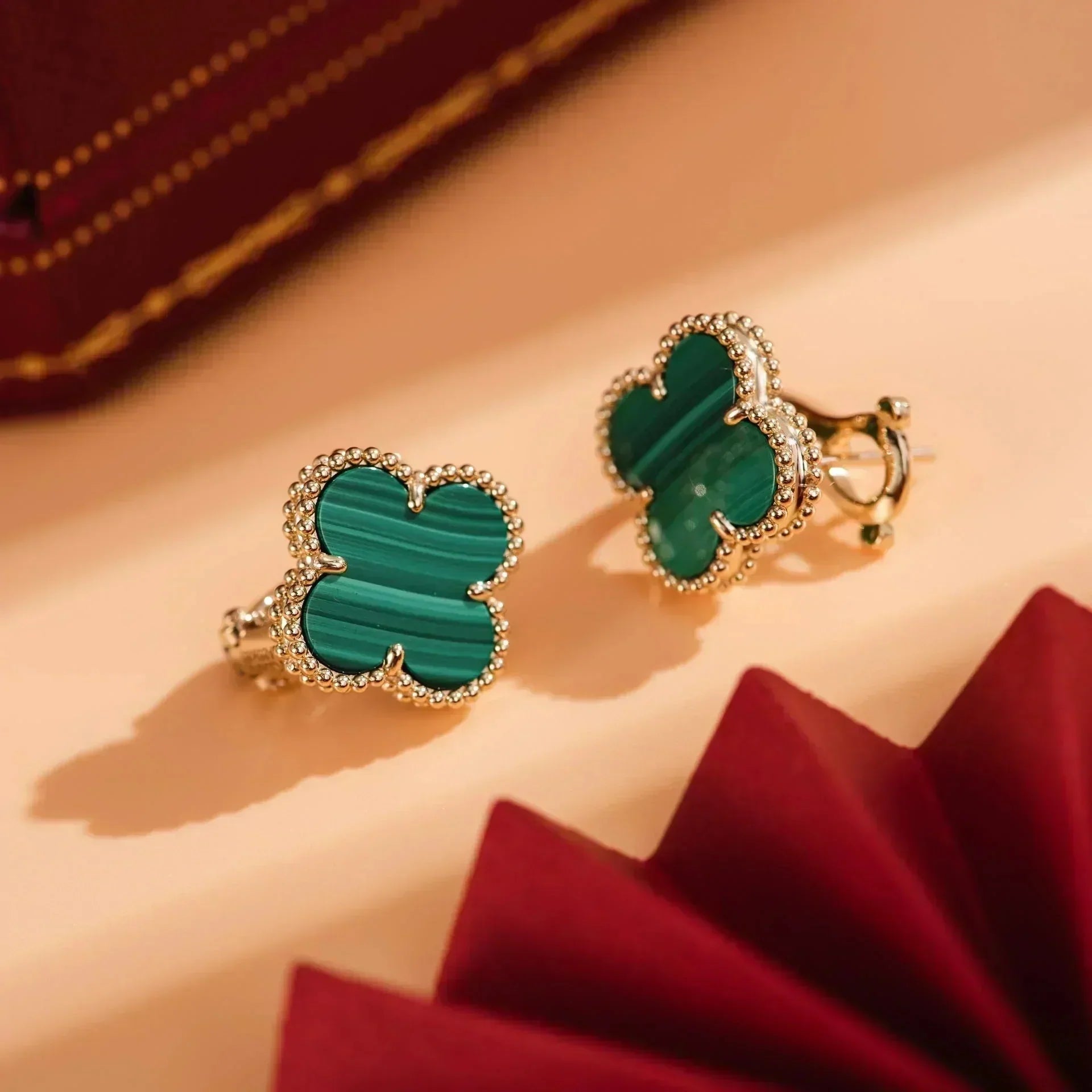 ¡®Dream¡¯CLOVER MEDIUM 1 MOTIFS MALACHITE  EARRINGS