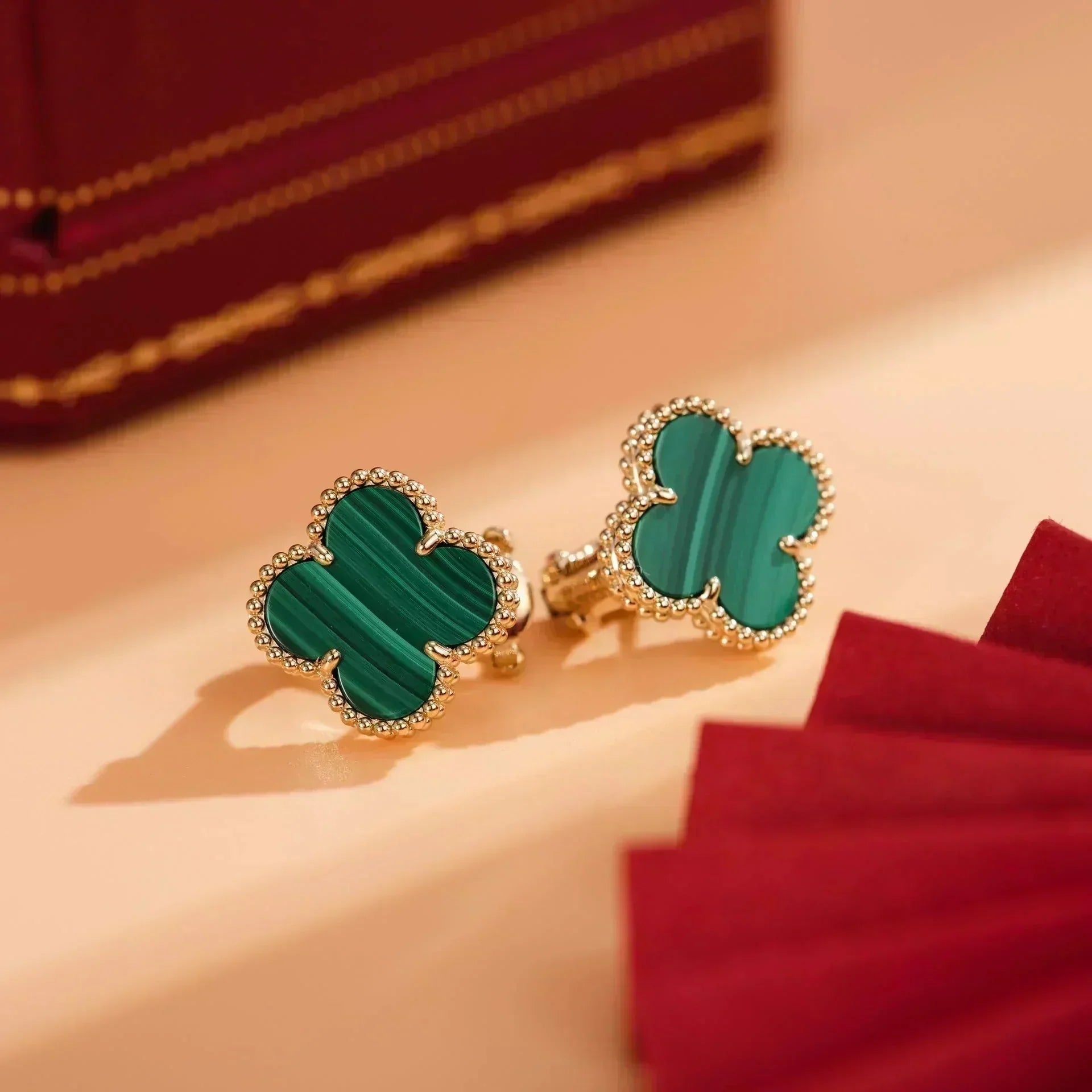 ¡®Dream¡¯CLOVER MEDIUM 1 MOTIFS MALACHITE  EARRINGS