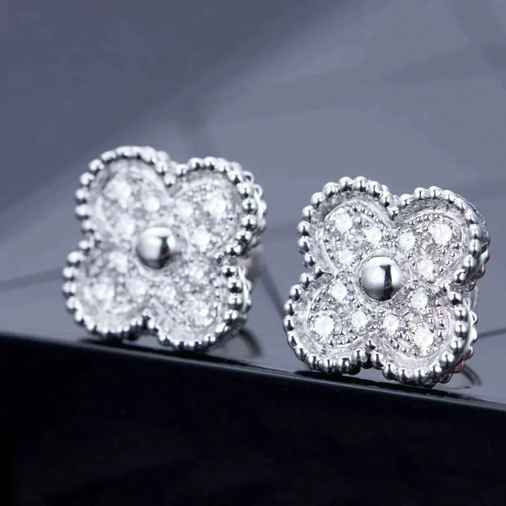 ¡®Dream¡¯CLOVER 1 MOTIFS DIAMOND STUD EARRINGS SILVER