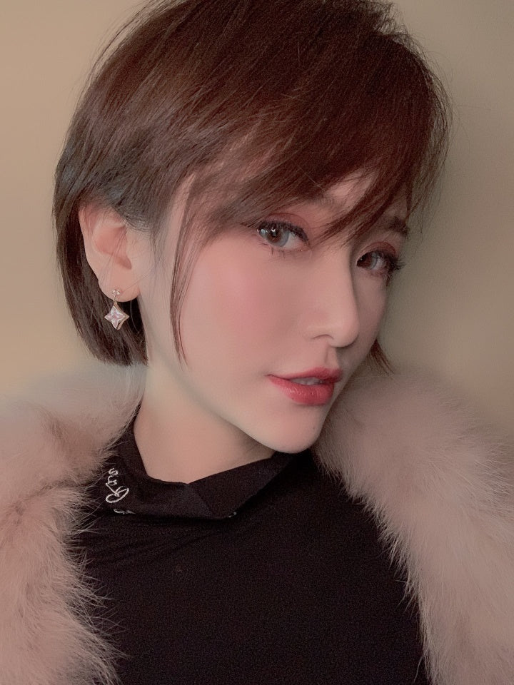¡®Dream¡¯DOUBLE STAR PINK GOLD MOP DROP EARRINGS