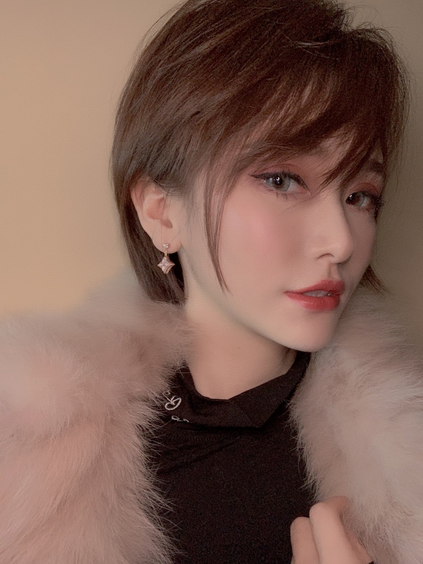 ¡®Dream¡¯DOUBLE STAR PINK GOLD MOP DROP EARRINGS