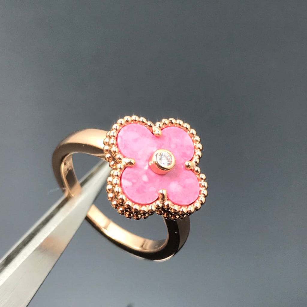 ¡®Dream¡¯CLOVER RHODONITE ROSE GOLD RING