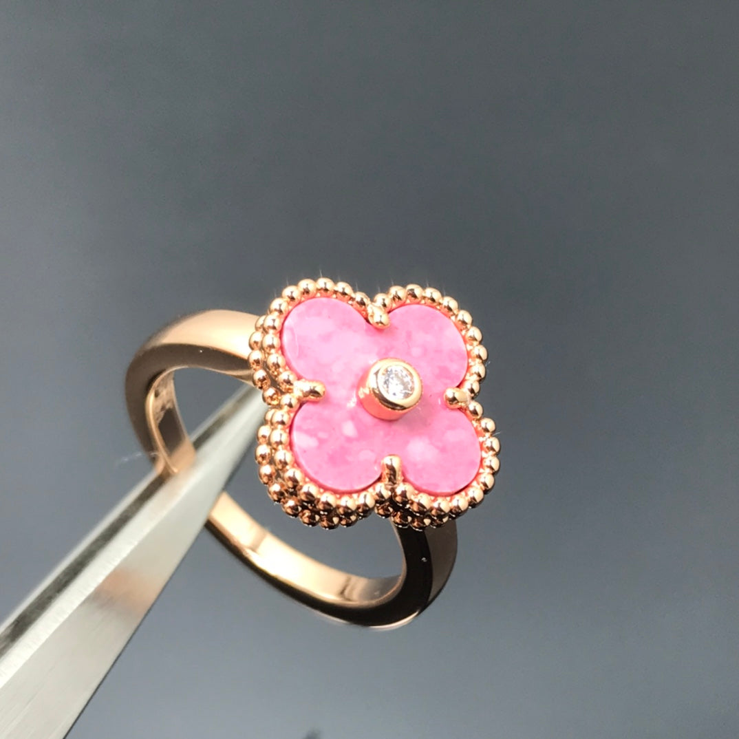 ¡®Dream¡¯CLOVER RHODONITE ROSE GOLD RING