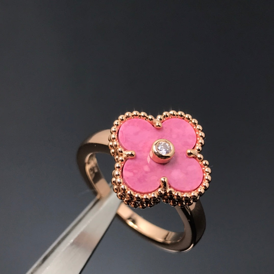 ¡®Dream¡¯CLOVER RHODONITE ROSE GOLD RING