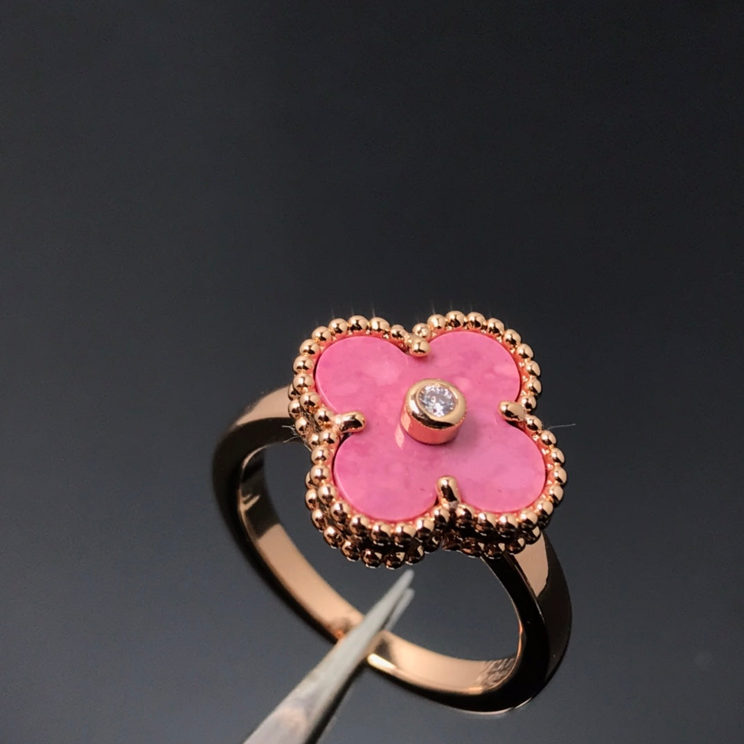 ¡®Dream¡¯CLOVER RHODONITE ROSE GOLD RING