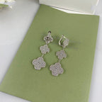 „Dream“CLOVER 3 MOTIV DIAMANT SILBER HÄNGEOHRRINGE