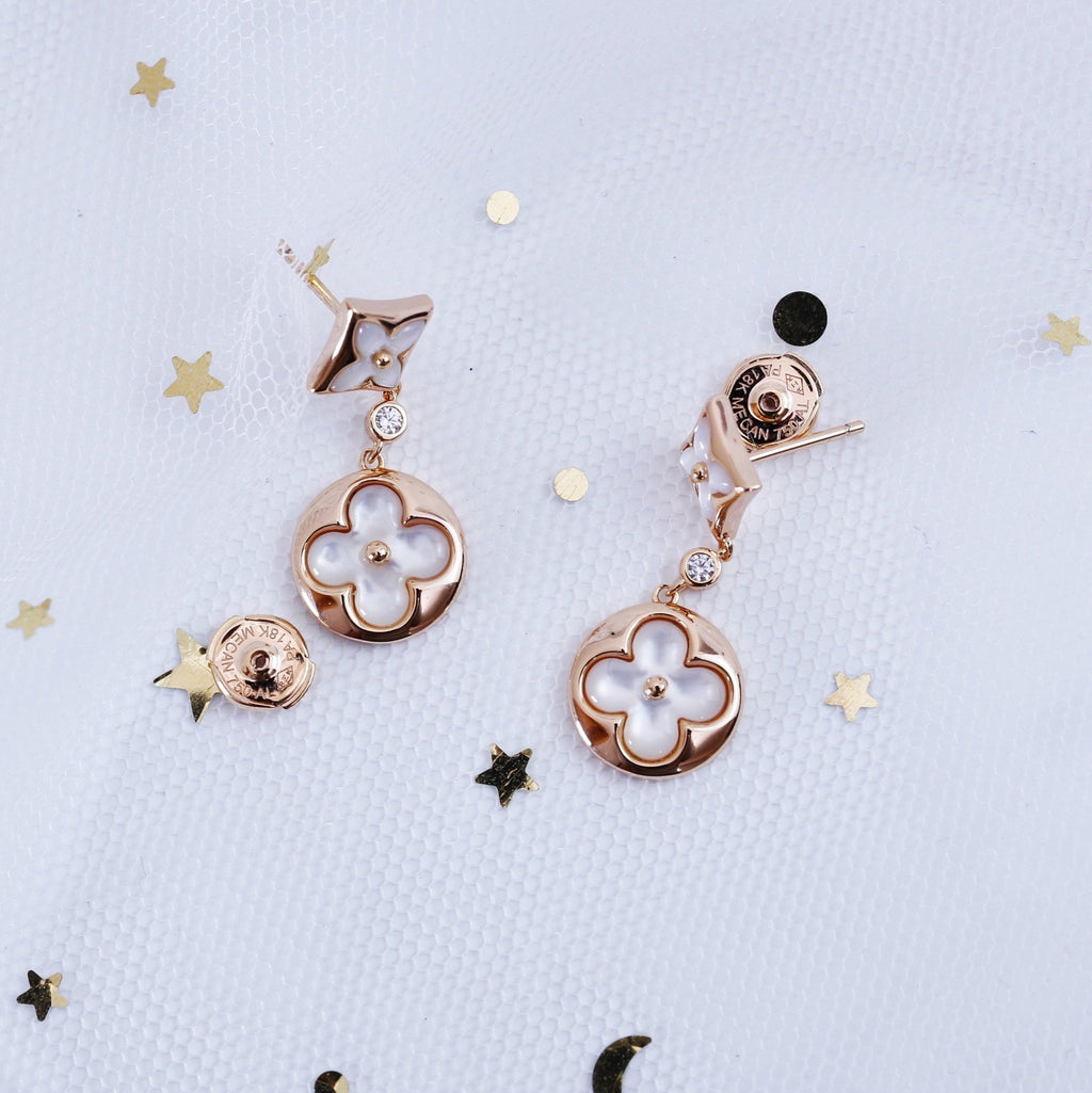„Dream“ STAR AND SUN PINK GOLD MOP TROPFENOHRRINGE