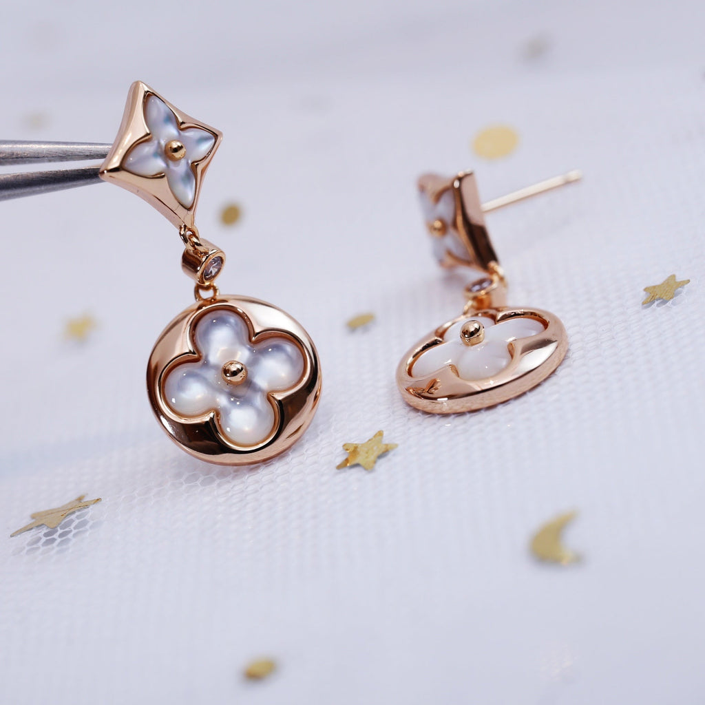 „Dream“ STAR AND SUN PINK GOLD MOP TROPFENOHRRINGE