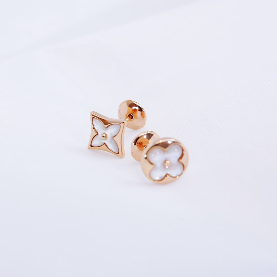 ¡®Dream¡¯STAR AND SUN PINK GOLD MOP STUD EARRINGS