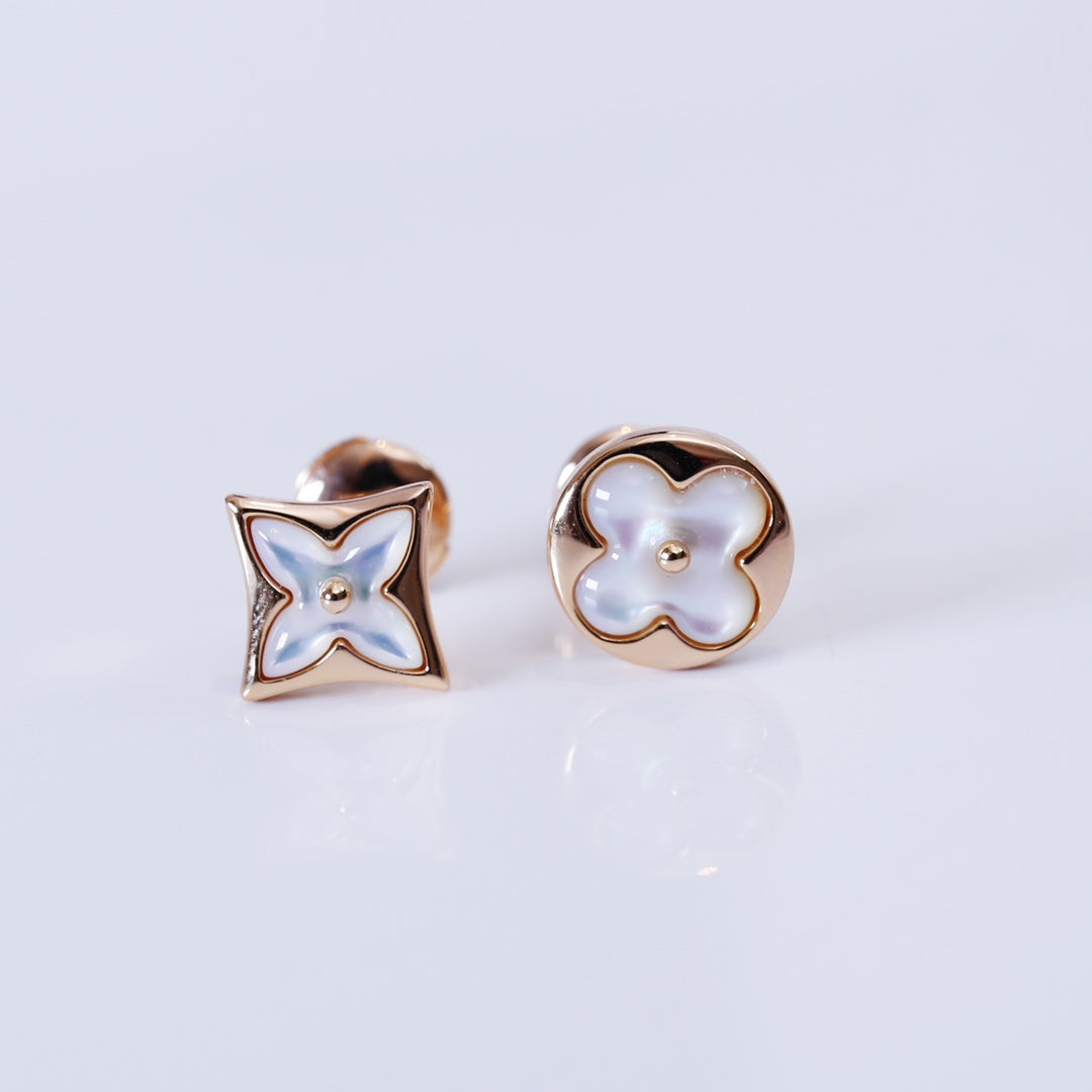 ¡®Dream¡¯STAR AND SUN PINK GOLD MOP STUD EARRINGS