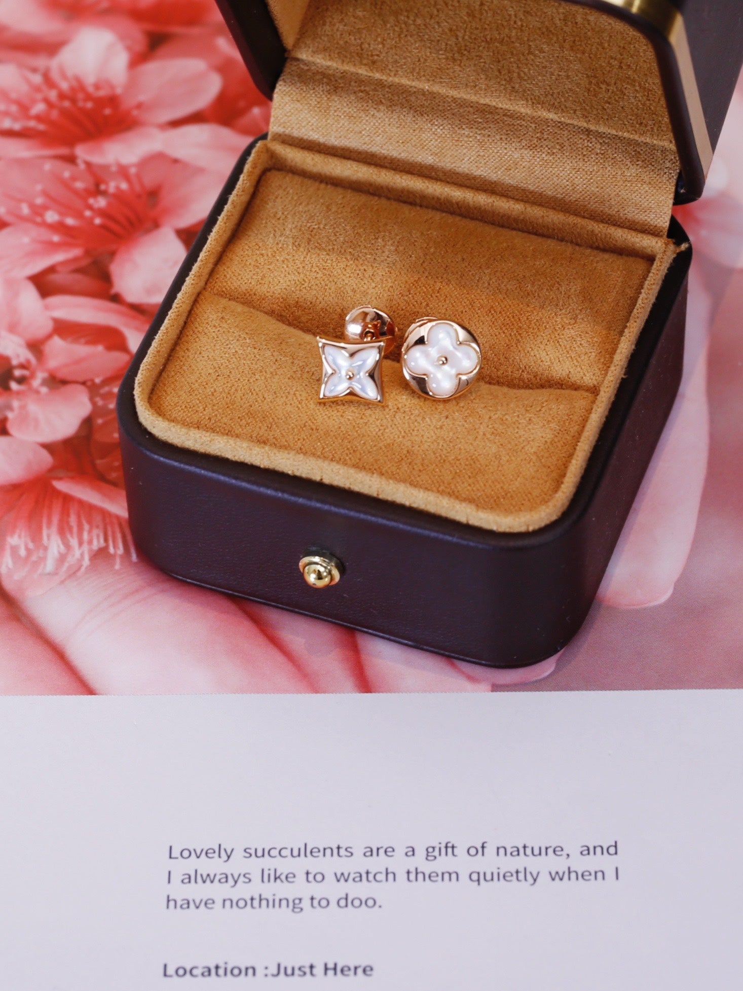 ¡®Dream¡¯STAR AND SUN PINK GOLD MOP STUD EARRINGS