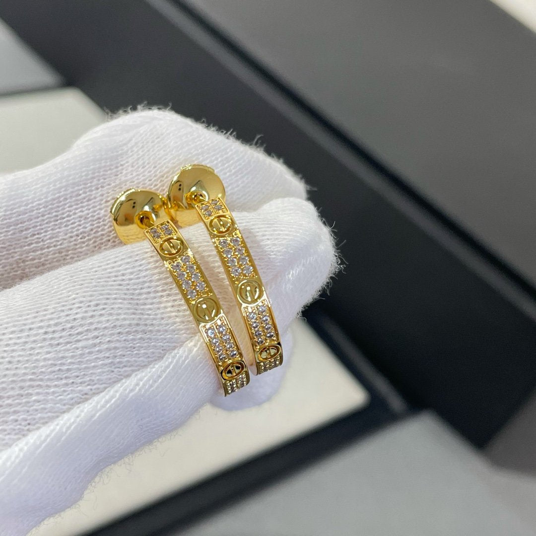 ¡®Dream¡¯LOVE DIAMOND GOLD HOOP EARRINGS