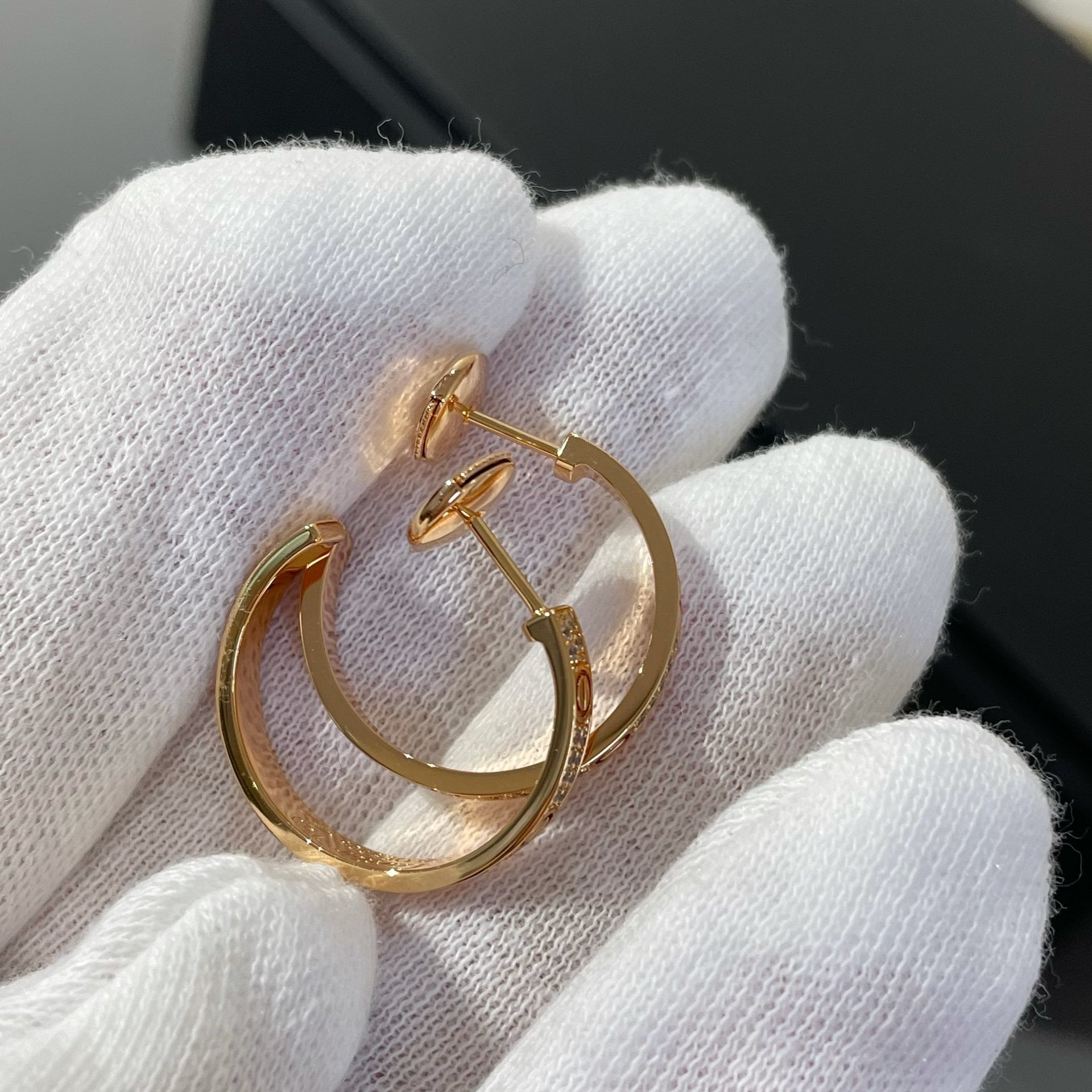 ¡®Dream¡¯LOVE DIAMOND PINK GOLD HOOP EARRINGS