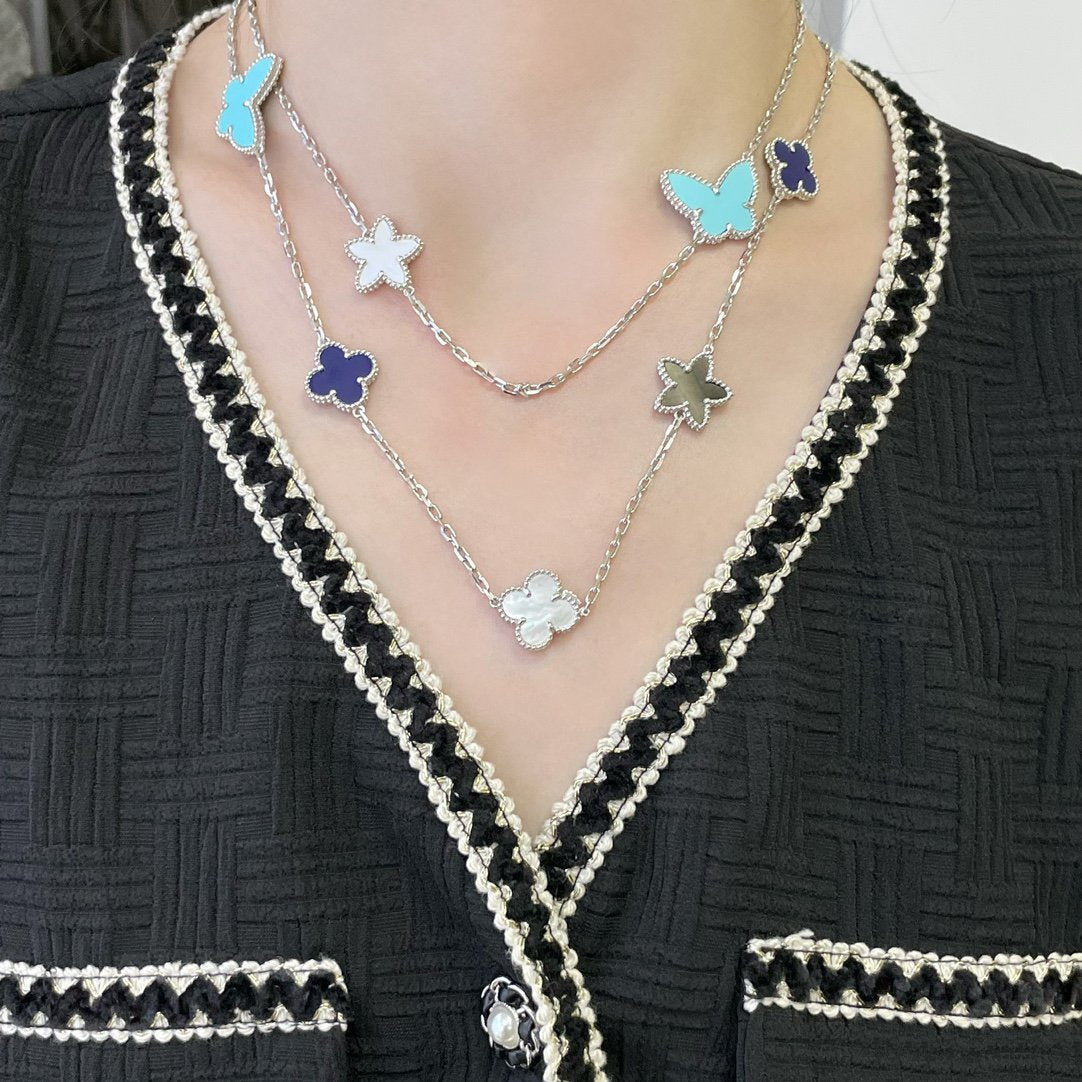 ¡®Dream¡¯LUCKY CLOVER SILVER 11 MOTIF NECKLACE