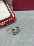 ¡®Dream¡¯LOVE PINK GOLD SILVER DIAMOND DOUBLE RING