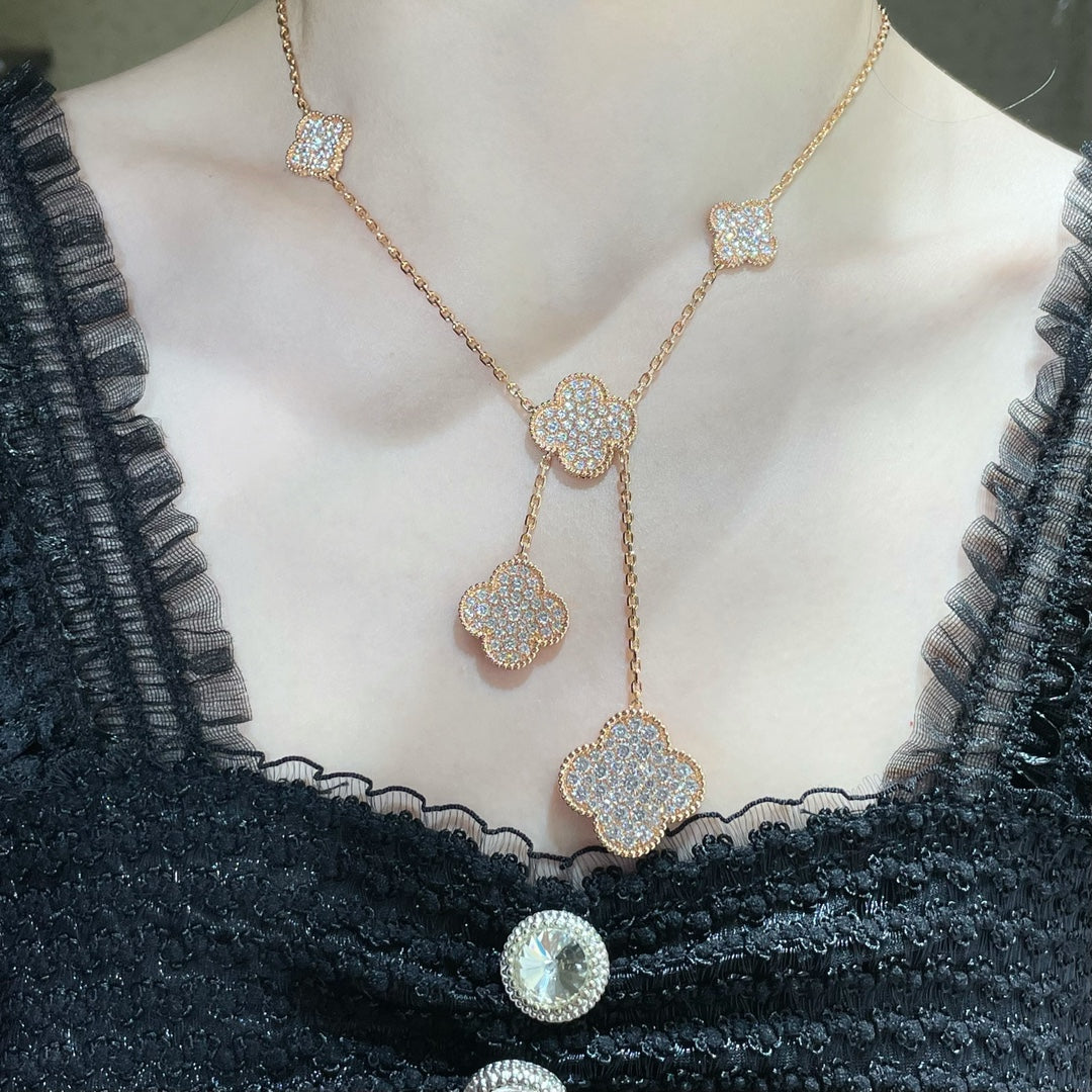 ¡®Dream¡¯CLOVER 6 MOTIF DIAMOND PAVED NECKLACE