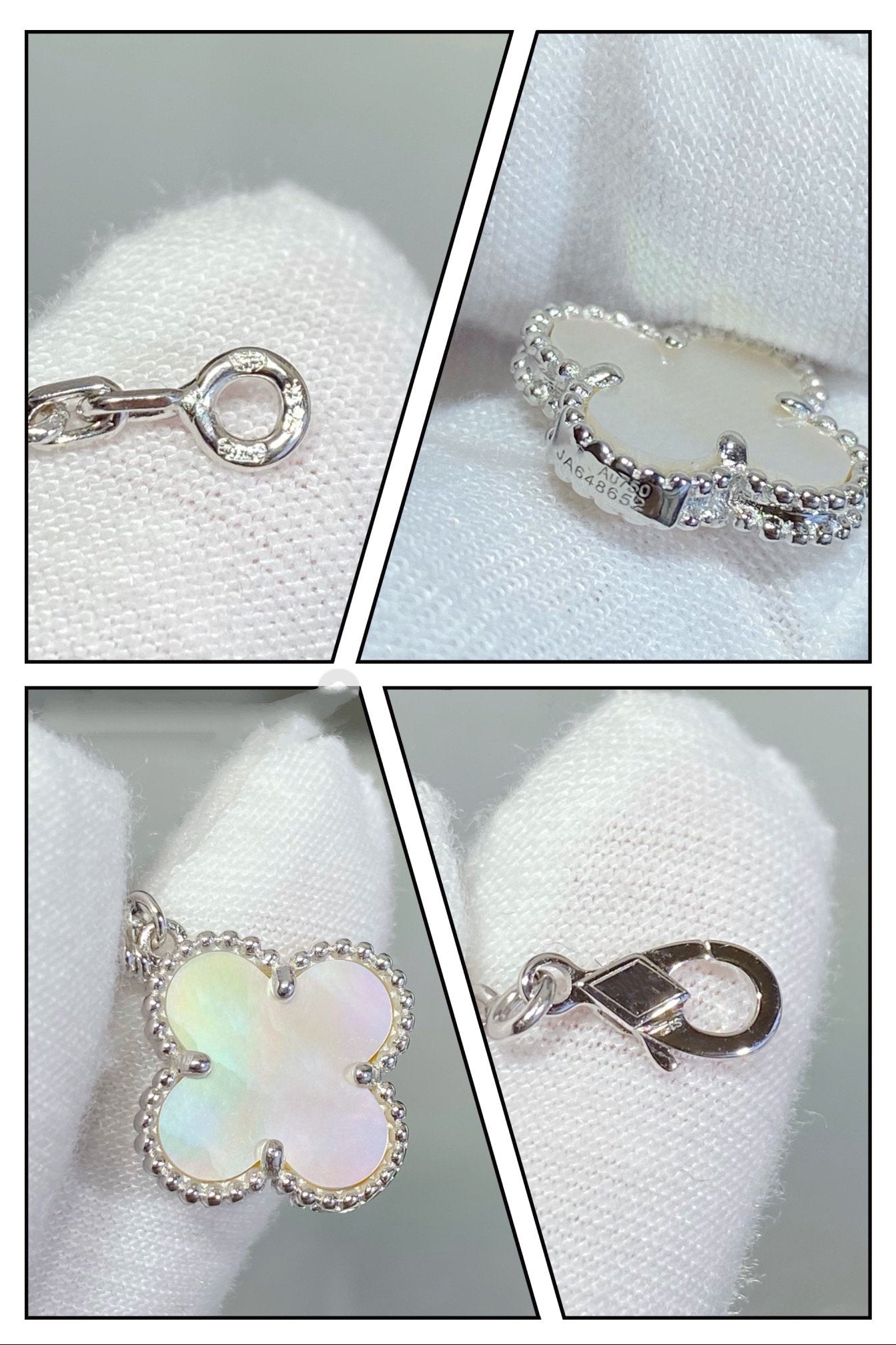 ¡®Dream¡¯CLOVER 5 MOTIF WHITE MOP SILVER BRACELET