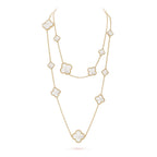 ドリーム クローバー 16 モチーフ ホワイトマザーオブパール ゴールドネックレス