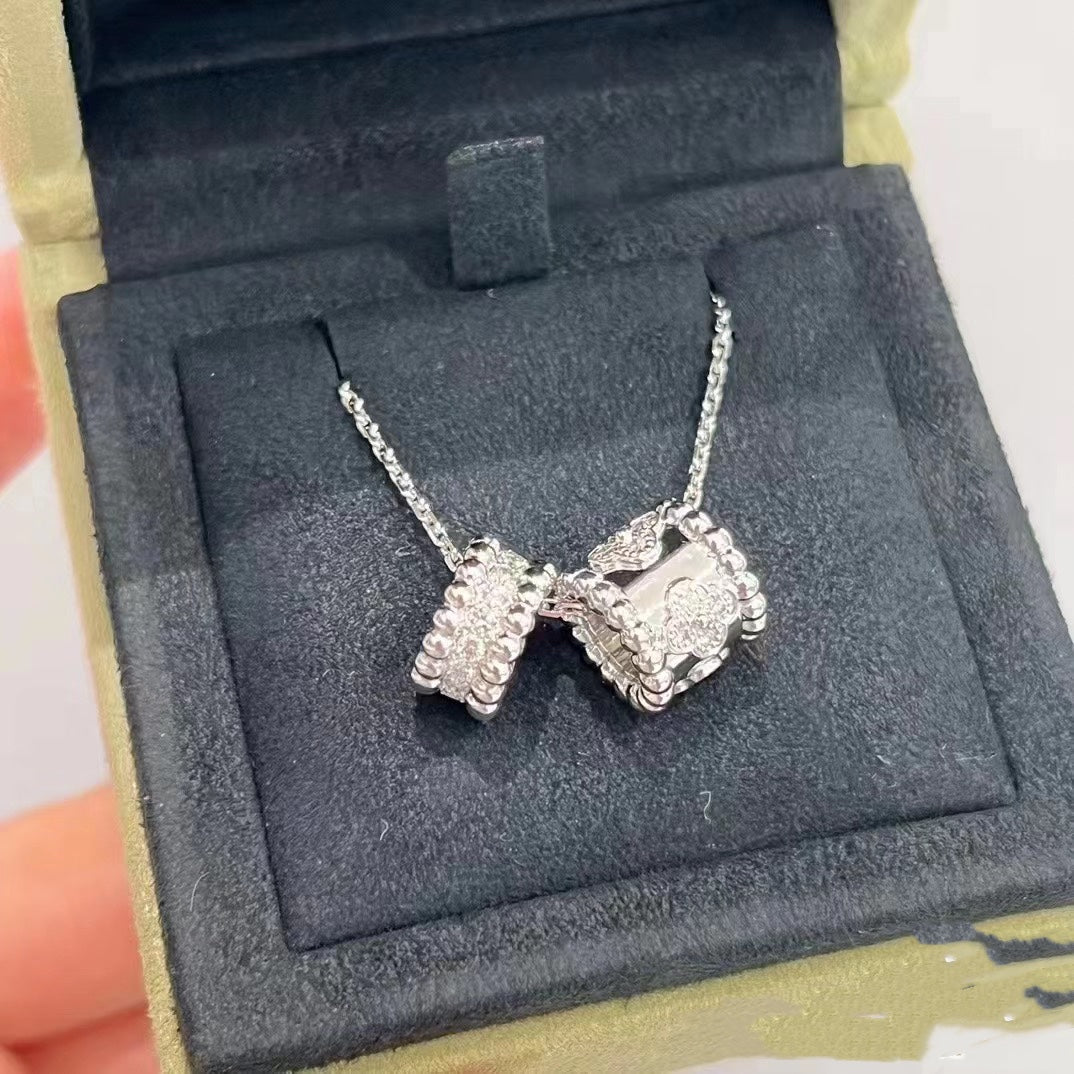 ¡®Dream¡¯PERLEE DOUBLE PENDANT SILVER DIAMOND NECKLACE