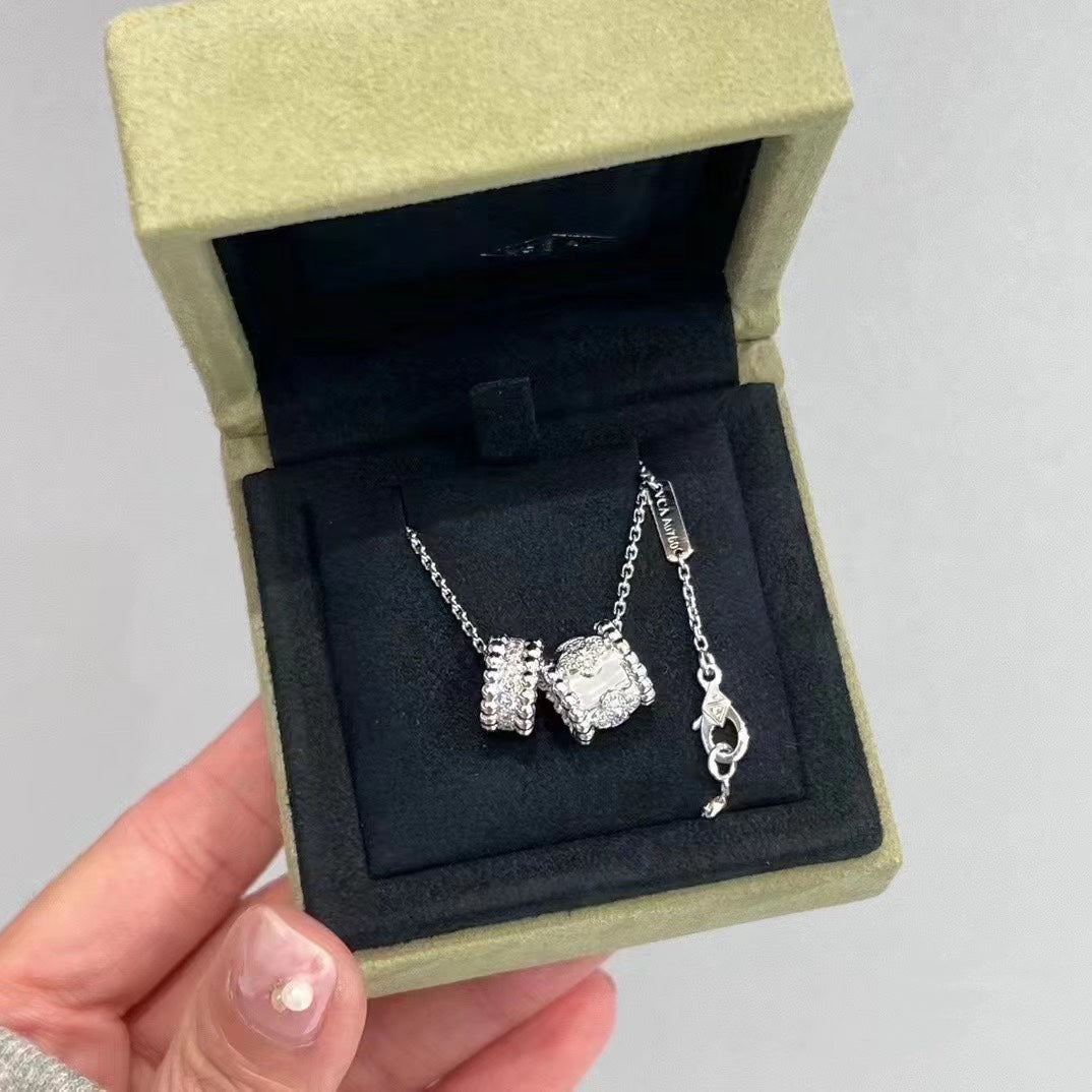 ¡®Dream¡¯PERLEE DOUBLE PENDANT SILVER DIAMOND NECKLACE