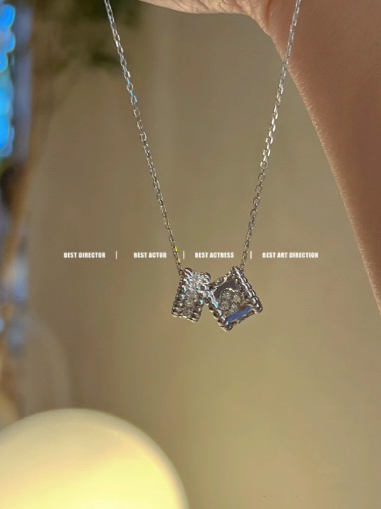 ¡®Dream¡¯PERLEE DOUBLE PENDANT SILVER DIAMOND NECKLACE