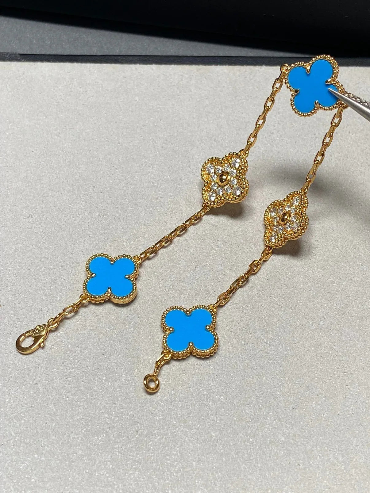 [Dream]New CLOVER 5 MOTIF BLUE AGATE BRACELET COLLECTION
