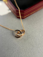 ¡®Dream¡¯LOVE NECKLACE DOUBLE RING PINK GOLD