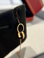 ¡®Dream¡¯LOVE NECKLACE DOUBLE RING PINK GOLD