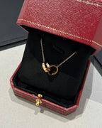 ¡®Dream¡¯LOVE NECKLACE DOUBLE RING PINK GOLD
