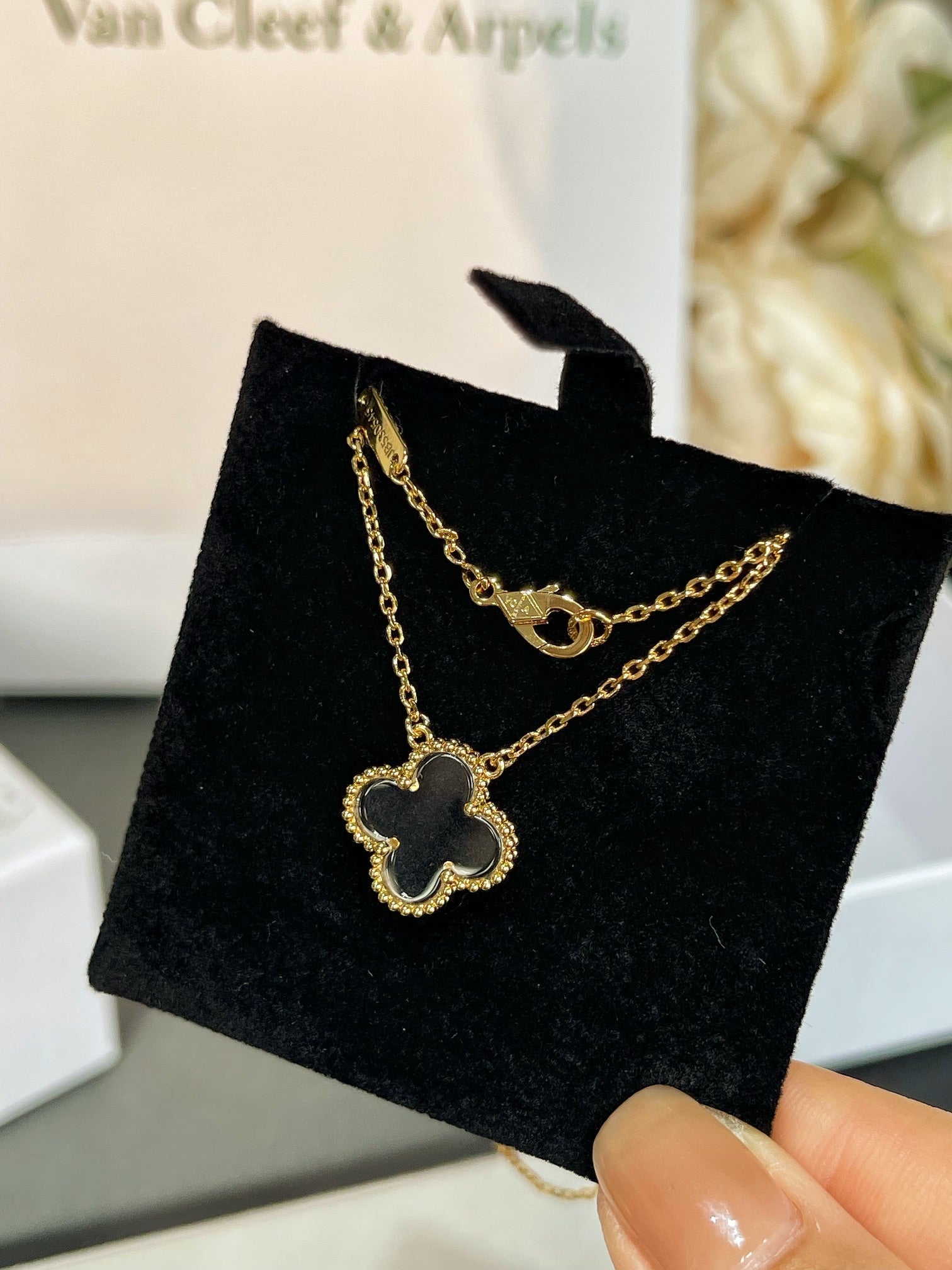 ¡®Dream¡¯CLOVER ROCK CRYSTAL ROSE GOLD NECKLACE