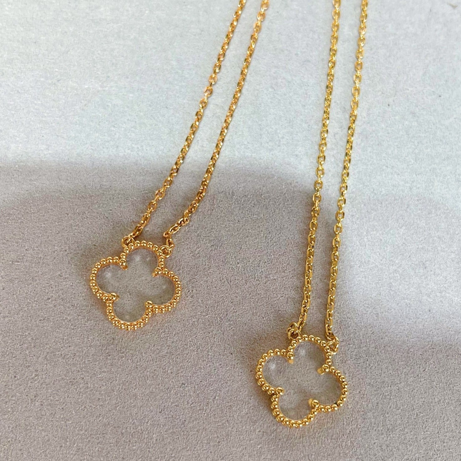 ¡®Dream¡¯CLOVER ROCK CRYSTAL ROSE GOLD NECKLACE