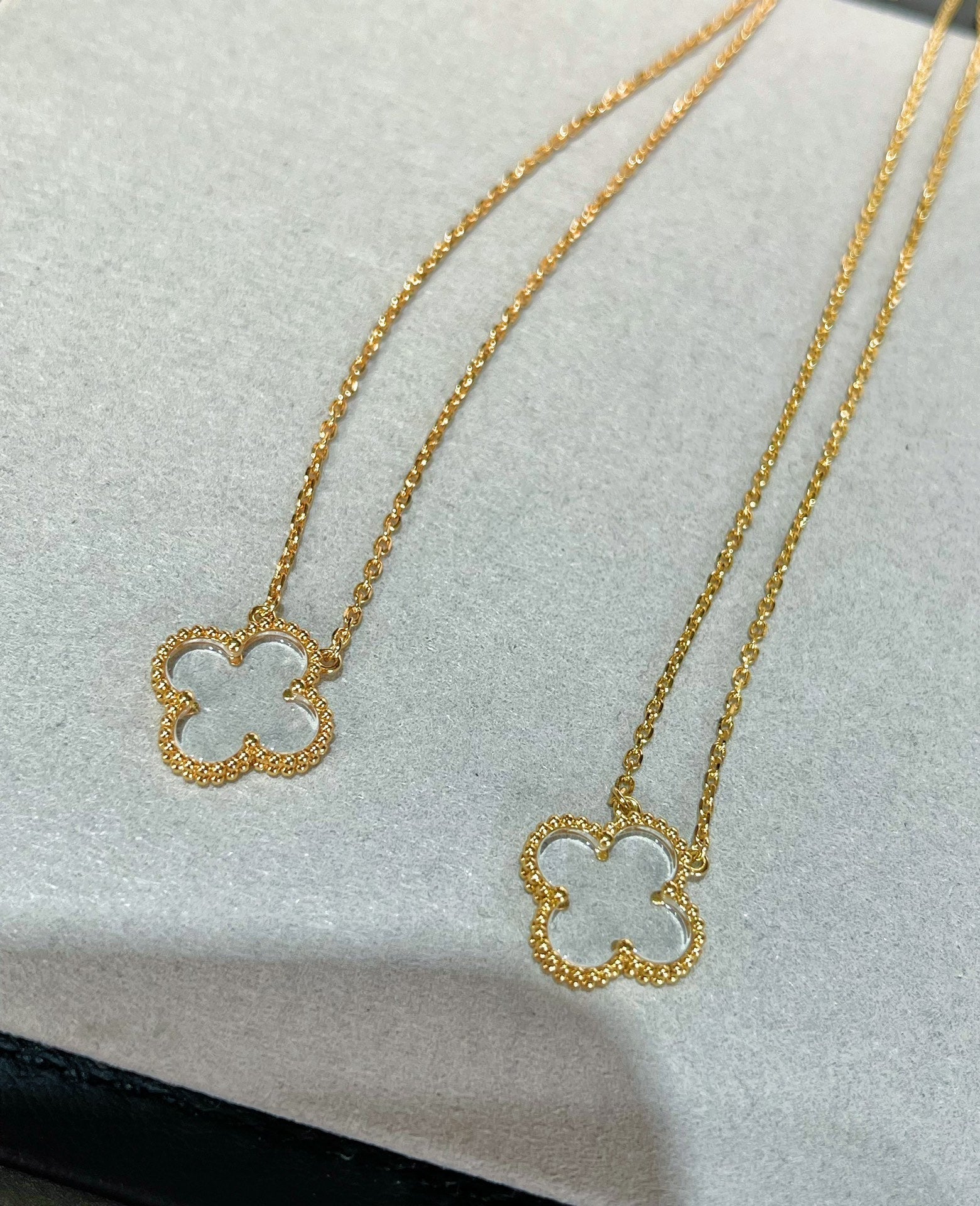 ¡®Dream¡¯CLOVER ROCK CRYSTAL ROSE GOLD NECKLACE