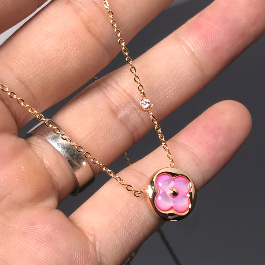 ¡®Dream¡¯COLOR BLOSSOM PINK MOP SUN GOLD NECKLACE