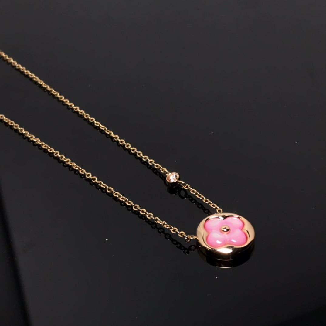 ¡®Dream¡¯COLOR BLOSSOM PINK MOP SUN GOLD NECKLACE