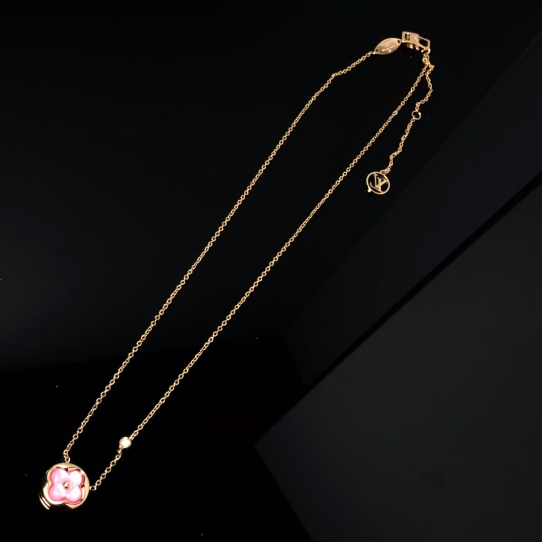 ¡®Dream¡¯COLOR BLOSSOM PINK MOP SUN GOLD NECKLACE