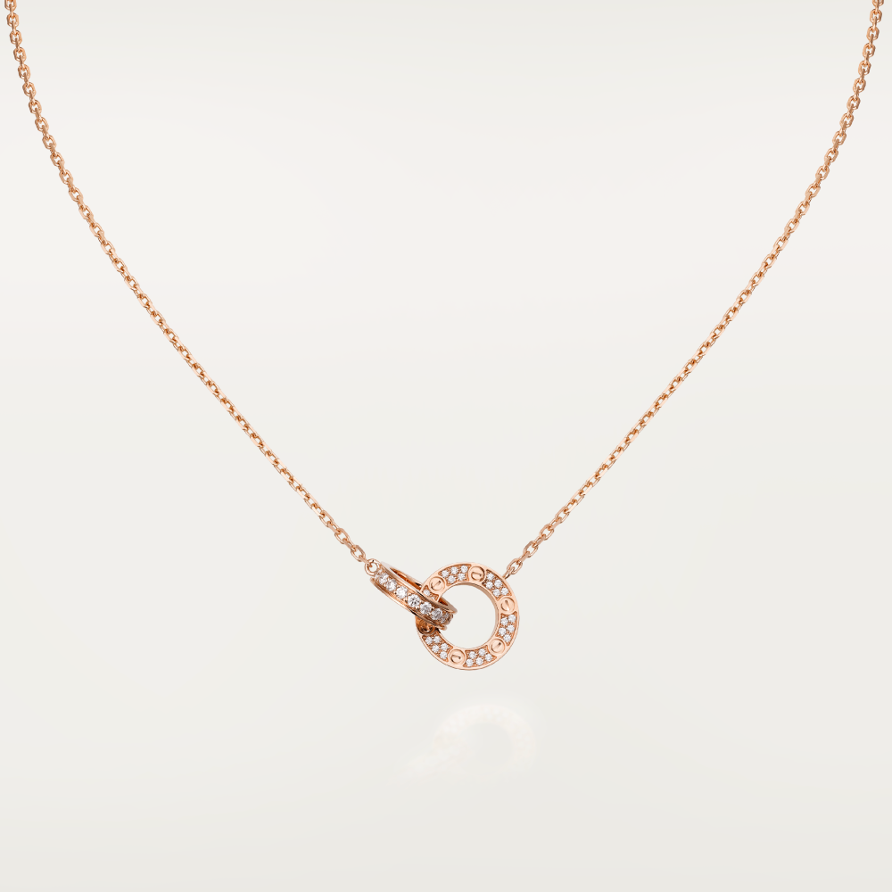 ¡®Dream¡¯LOVE 7.6MM NECKLACE ROSE GOLD AND SILVER  FULL DIAMOND