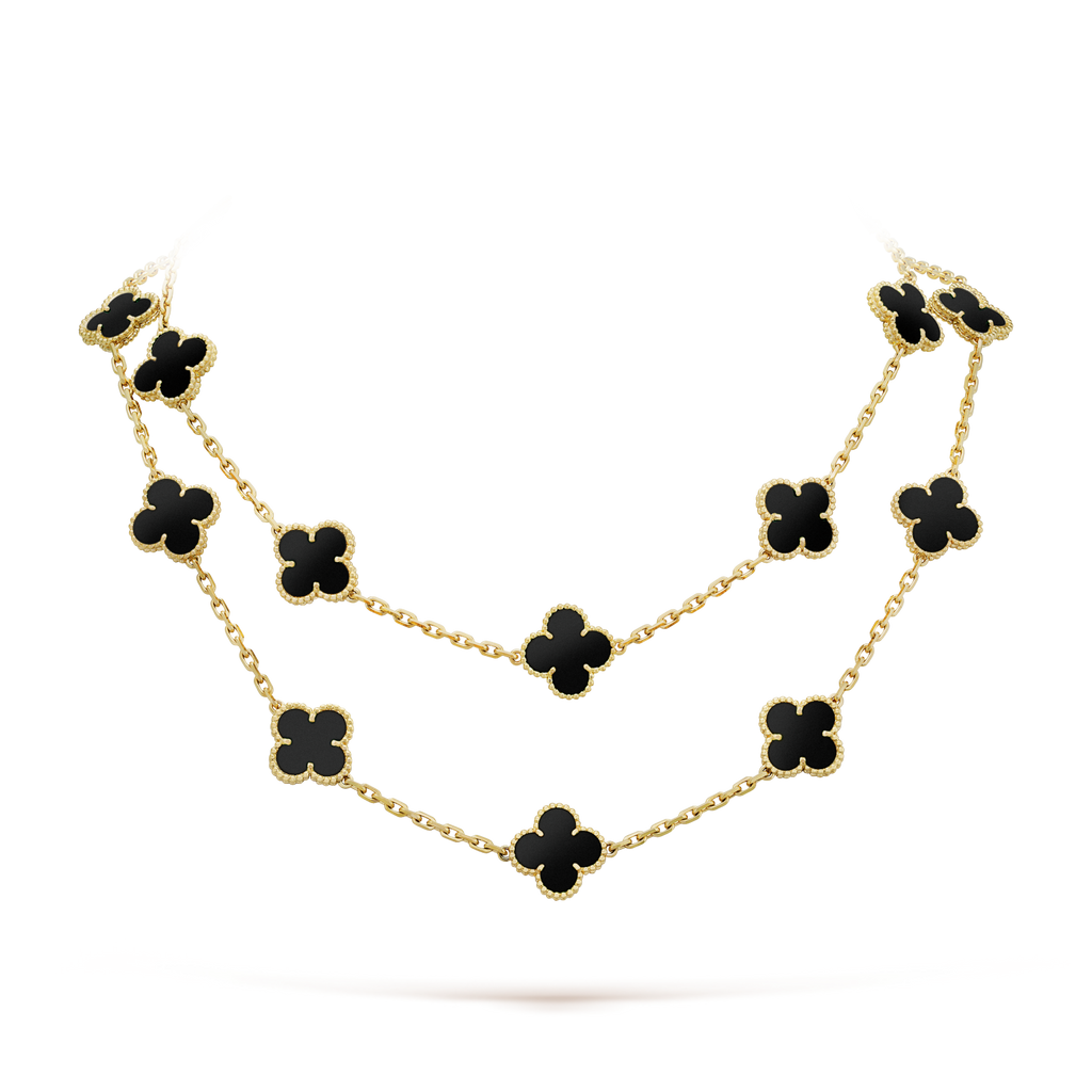 ¡®Dream¡¯CLOVER 20 MOTIFS ONYX NECKLACE