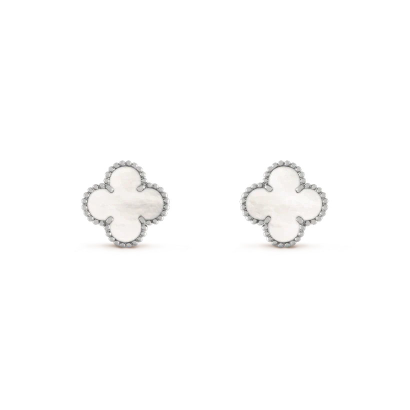 ¡®Dream¡¯CLOVER MEDIUM 1 MOTIFS  WHITE MOP EARRINGS SILVER