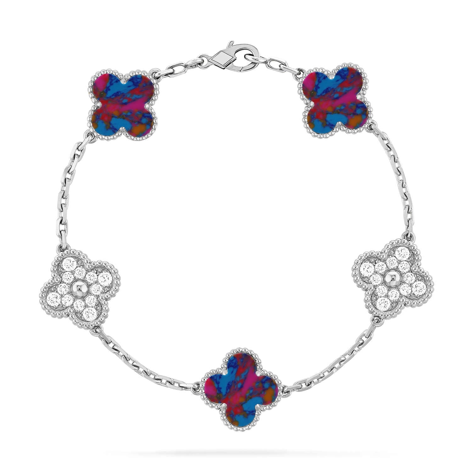 [Dream]New CLOVER 5 MOTIF COLOR GEMSTONES BRACELET COLLECTION