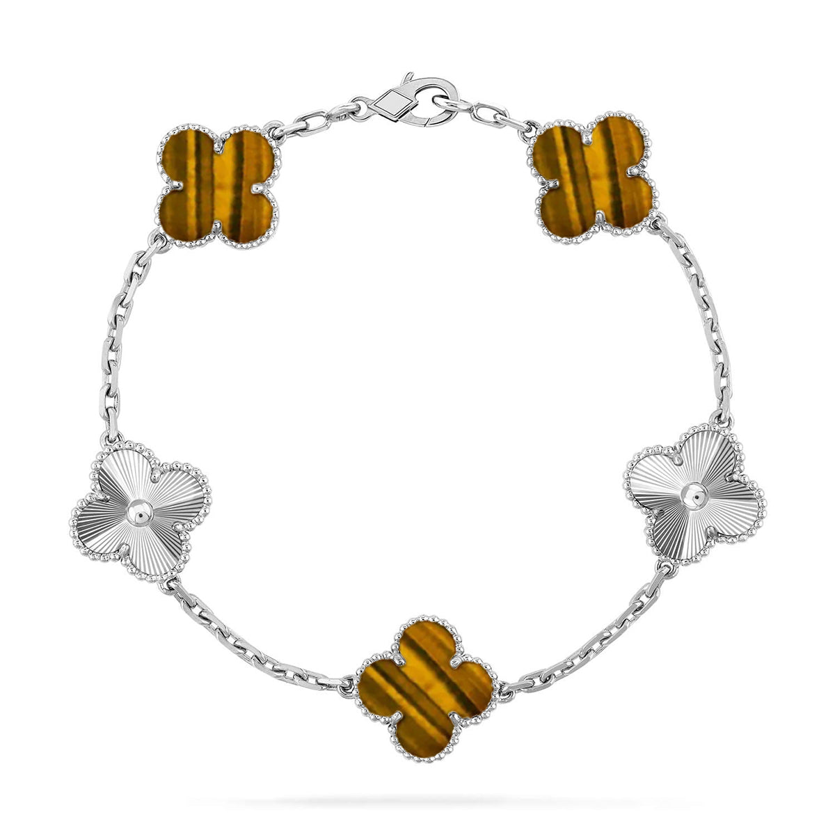 [Dream]New  CLOVER 5 MOTIFS TIGER EYE BRACELET COLLECTION