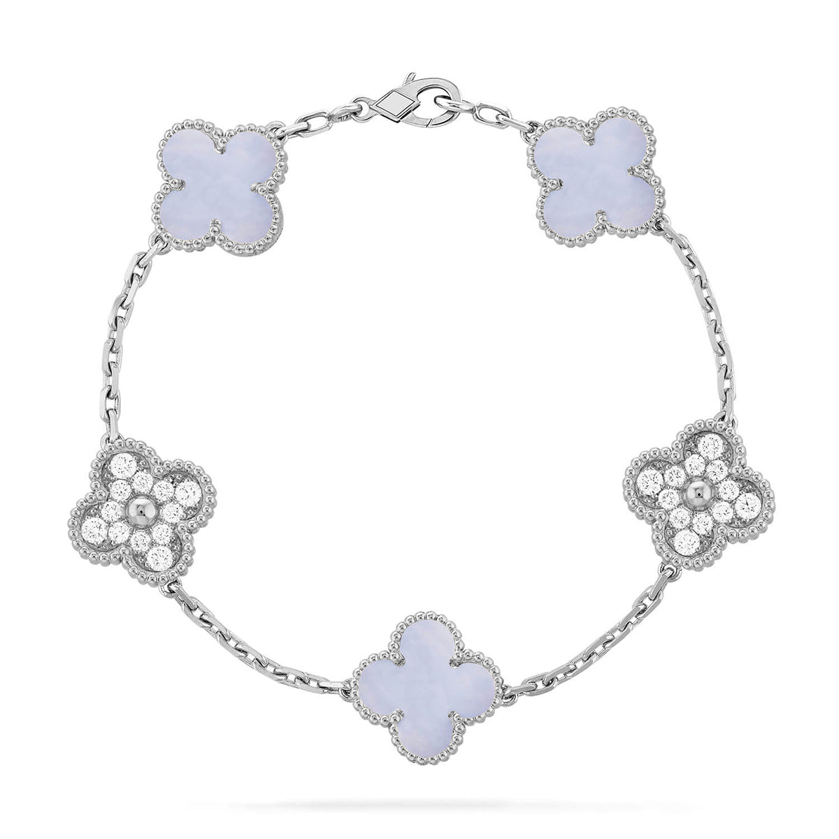 [Dream]New  CLOVER 5 MOTIF PURPLE CHALCEDONY BRACELET COLLECTION