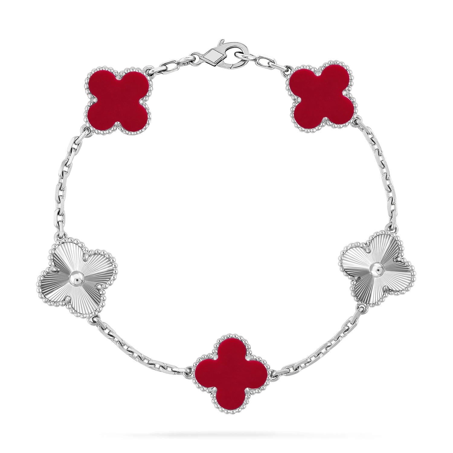 [Dream]New  CLOVER 5 MOTIF RED CORNELIAN BRACELET COLLECTION