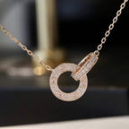 ¡®Dream¡¯LOVE 7.6MM NECKLACE ROSE GOLD AND SILVER  FULL DIAMOND