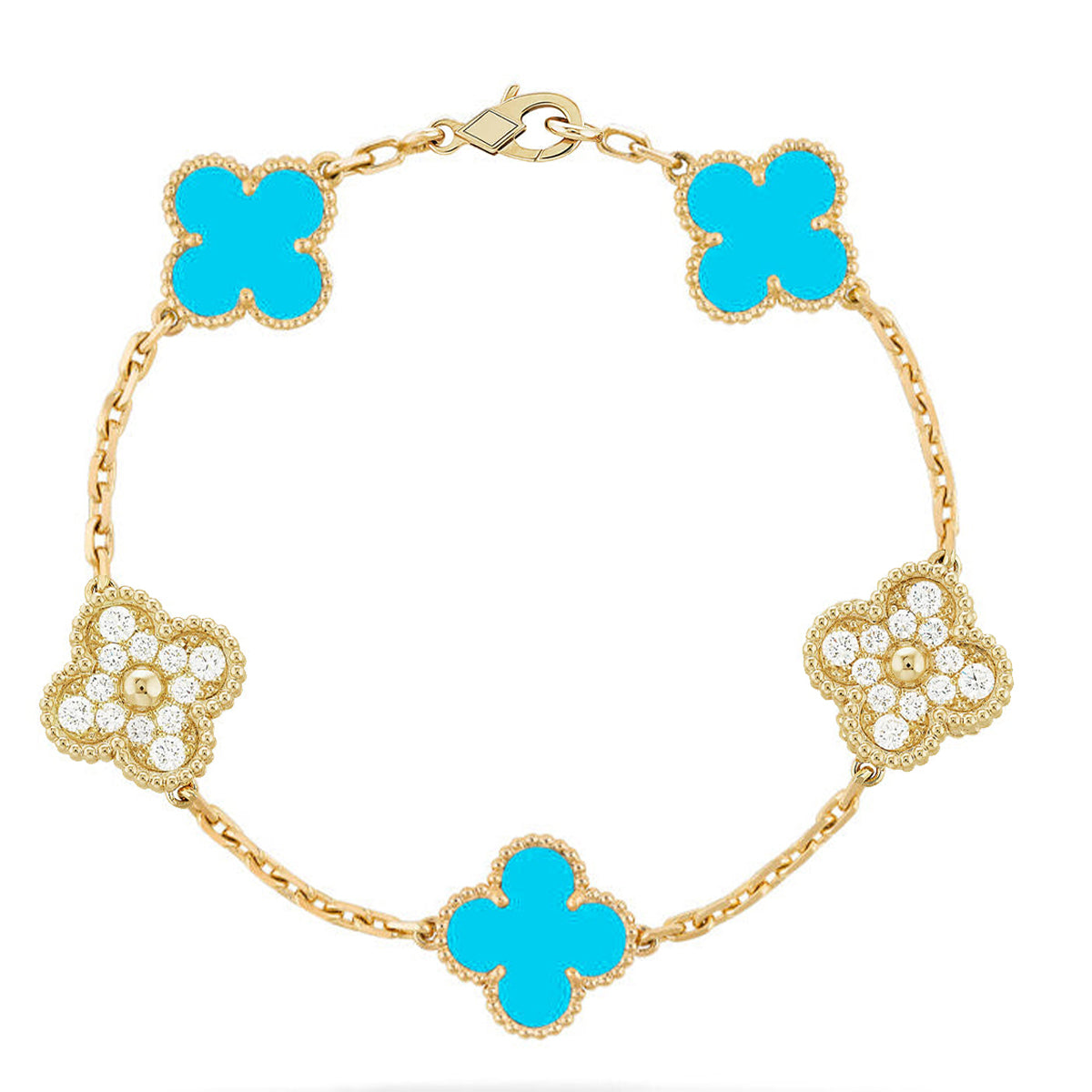 [Dream]New  CLOVER 5 MOTIF TURQUOISE BRACELET COLLECTION